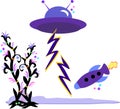 Alien Ships and Plants Royalty Free Stock Photo