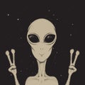Alien showing a peace sign Royalty Free Stock Photo