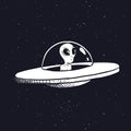 Alien in a flying saucer