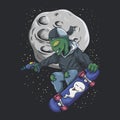 Alien skateboard vector illustration