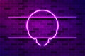 Alien skull glowing purple neon sign or LED strip light. Realistic vector illustration