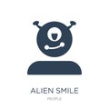 alien smile icon in trendy design style. alien smile icon isolated on white background. alien smile vector icon simple and modern