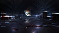 Alien Space Station Interior Observing Earth