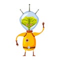 Alien in a space suit, a fantastic funny humanoid character, a monster. Vector illustration isolated cartoon style