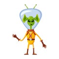 Alien in a space suit, a fantastic funny humanoid character, a monster. Vector illustration isolated cartoon style