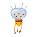 Alien in a space suit, a fantastic funny humanoid character, a monster. Vector illustration isolated cartoon style