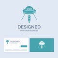 alien, space, ufo, spaceship, mars Business Logo Glyph Icon Symbol for your business. Turquoise Business Cards with Brand logo