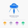 alien, space, ufo, spaceship, mars 5 Color Glyph Web Icon Template isolated on white. Vector illustration