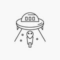 alien, space, ufo, spaceship, mars Line Icon. Vector isolated illustration
