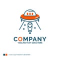 alien, space, ufo, spaceship, mars Logo Design. Blue and Orange