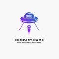 alien, space, ufo, spaceship, mars Purple Business Logo Template. Place for Tagline