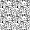 Alien and spaceship seamless pattern. Colorful childish print. Kids textile or wallpaper design.