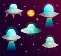 Alien spaceship, spacecrafts and ufo vector Royalty Free Stock Photo