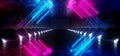 Alien Stage Show Retro Construction Neon Laser Mirror Reflective Glowing Purple Blue Pink Room Dark Metal Spaceship Sci Fi