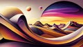 Alien sunset 03. Colourful desktop wallpaper with yellow, blue, pink, purple, orange and brown