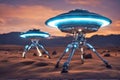 Alien technology constructions, space base on an alien planet, science fiction landscape