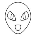 Alien thin line icon. Humanoid vector illustration isolated on white. Space character face outline style design Royalty Free Stock Photo