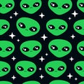 Alien ufo faces seamless pattern