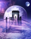 Alien walking out of space gateway fantasy Royalty Free Stock Photo