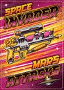 Alien weapons poster colorful vintage