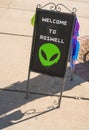 Alien Welcome to Reswell sign at Roswell, New Mexico