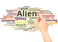 Alien word cloud hand writing concept