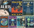 Alien zone set posters colorful