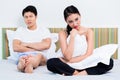 Alienated Chinese couple, woman is rejecting her man Royalty Free Stock Photo