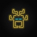 Aliens, arcade, retro neon icon. Blue and yellow neon icon