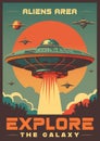 Aliens area vintage poster colorful Royalty Free Stock Photo