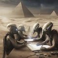 aliens building the pyramids Royalty Free Stock Photo