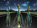 Aliens on country road