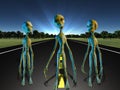 Aliens on country road