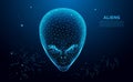 Aliens. Extraterrestrial alien face. Humanoid head, futuristic space invader. Infinity Space with Nebula and Star Light. Royalty Free Stock Photo