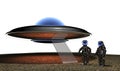 Aliens land on the moon Royalty Free Stock Photo