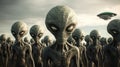 aliens with large eyes and unique features gathered together AI Royalty Free Stock Photo