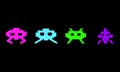 Aliens or monsters icon set. Retro style pixel video game background. Vector illustration Royalty Free Stock Photo