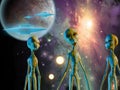 Aliens and spacecrafts Royalty Free Stock Photo