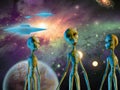 Aliens and spacecrafts Royalty Free Stock Photo