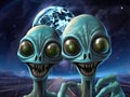 Aliens taking selfies on Earth Royalty Free Stock Photo