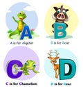Aligator, Boar, Chamelion and Dear with Alphabate Royalty Free Stock Photo