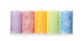 Alight color wax candles on white