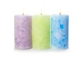 Alight color wax candles on white