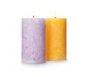 Alight color wax candles on white