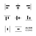 Align icons collection. Set of simple editing and formatting icons for toolbar.