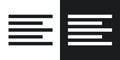 Align left icon set. font left align button in black filled and outlined style