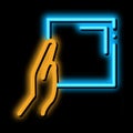 align tiles with hands neon glow icon illustration