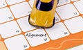 Alignment date with a calendar and car Royalty Free Stock Photo