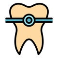 Alignment tooth icon color outline vector