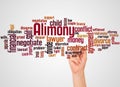 Alimony word cloud and hand with marker concept Royalty Free Stock Photo
